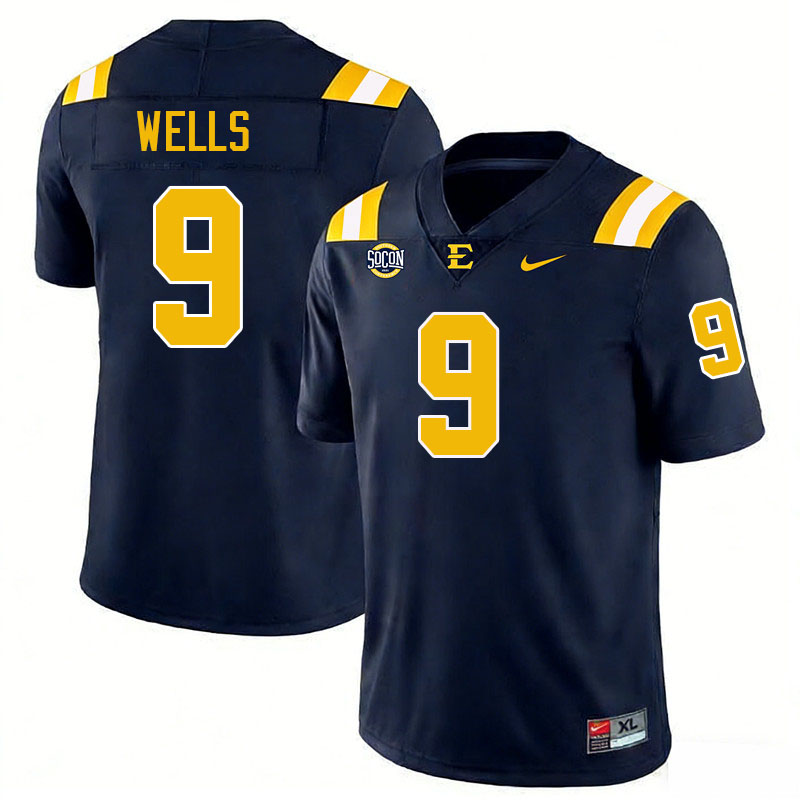 East Tennessee State Buccaneers #9 William Wells College Football Jerseys,Uniforms-Navy